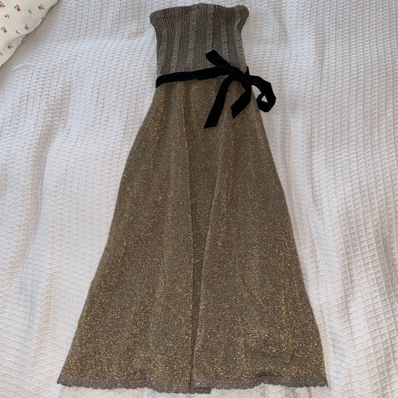 Free People | Strapless Gold Dress - Picture 1 of 5